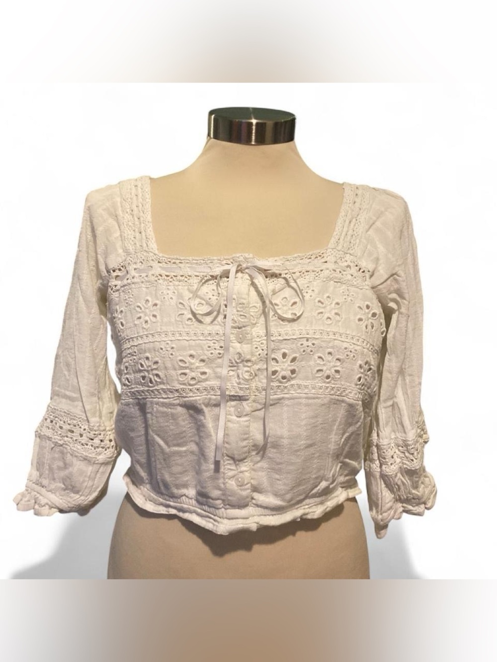 American Eagle Outfitters Lace Button Up Blouse
